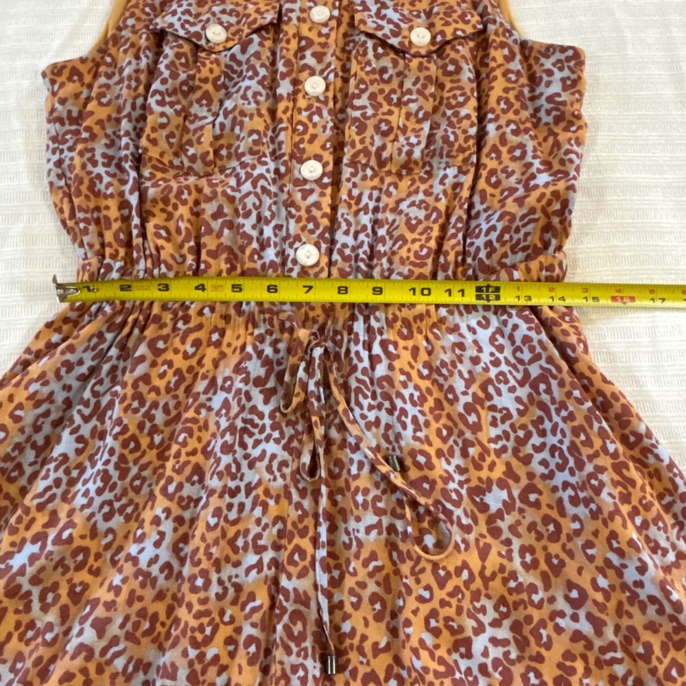 Nine West Leopard Print Sleeveless Mini Shirt Dress with Pockets - Picture 11 of 11